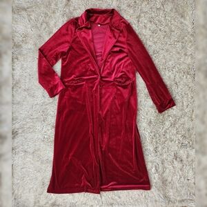 Unbranded Red Velvet Duster Cardigan‎ Women's Size XL